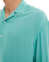 ASOS DESIGN oversized revere collar viscose shirt in teal green