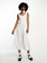 COLLUSION tie detailed smock midi dress in white