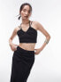 Topshop co-ord tie detail ruched front top in black