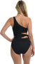 La Blanca 282331 Island Goddess One Shoulder Mio One Piece Swimsuit, Black, 6