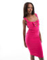 Vesper bow detail bodycon midi dress in pink