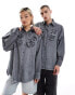 COLLUSION unisex oversized shirt with corsage detail