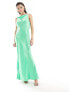 ASOS DESIGN satin square neck maxi dress with cowl back detail in Green