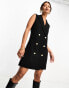 French Connection sleeveless button front blazer mini dress in black