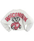 Women's White Wisconsin Badgers Raw Hem Cropped Long Sleeve T-shirt