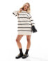 ASOS DESIGN Petite crew neck mini dress with wide cuff in stripe