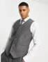 ASOS DESIGN wedding skinny wool mix suit waistcoat in charcoal herringbone