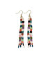 INK + ALLOY June Mini Checked Pattern Petite Beaded Fringe Earrings Multi-Check