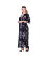 Plus Size V-Neck Print Kimono Wrap Maxi Dress