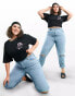 ASOS DESIGN Curve high rise 'original' mom jeans in lightwash with rips