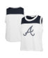 Women's White/Navy Atlanta Braves Plus Size Waist Length Muscle Tank Top