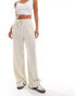 Miss Selfridge linen blend pull on wide leg trouser in natural slub