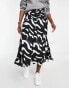 ASOS DESIGN button through midi skirt in mono smudge print