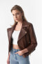 Women's Jacket Half Sleeve, Antique Tan