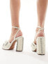 ASOS DESIGN Nearlywed embellished platform high heeled sandals in ivory