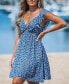 Women's Blue Ditsy Tie Back Mini Beach Dress