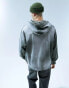 ASOS DESIGN oversized zip through hoodie in washed grey