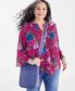 Plus Size Printed Pintuck Blouse, Created for Macy's