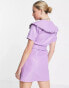 Reclaimed Vintage inspired leather look mini dress with statement collar in lilac