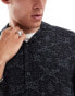 Hollister short sleeve revere collar textured rayon medallion print shirt in black