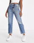 New Look ripped high waisted jeans in midwash