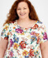 JM Collection Plus Size Garden Statement Scoop-Neck Top, Created for Macy's