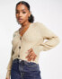 JDY v neck ribbed cardigan in beige