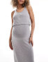 Mamalicious Maternity 2 function nursing ribbed midi dress in grey