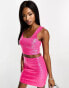 Commando co-ord sequin crop top in bright pink