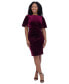 Women's Asymmetric-Neck Velvet Sheath Dress