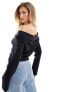 NA-KD off the shoulder draped top in black