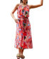 Women's Floral Print Braided Midi Beach Dress