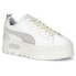 Puma Mayze Thrifted Perforated Logo Platform Womens White Sneakers Casual Shoes