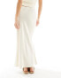 Stradivarius Petite linen look maxi slip skirt in natural