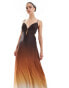 Bardot slip dress in brown ombre