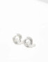 True Decadence vintage style cutout pearl stud earrings in silver