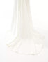 YAS Bridal satin maxi cami dress with train in white - WHITE