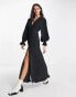 ASOS DESIGN plunge batwing maxi dress in black