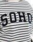 4th & Reckless Plus exclusive boucle Soho logo sweatshirt in cream and navy stripe