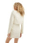 Extro & Vert pinstripe cropped blazer with pocket square in beige stripe co-ord