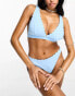 Peek & Beau Fuller Bust Exclusive mix & match scallop plunge long line bikini top in pastel blue