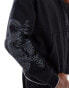 ASOS DESIGN boxy oversized zip through hoodie with dragon print in black