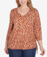 Plus Size Spice It Up Printed 3/4 Sleeve Top