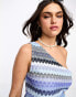 Vila chevron one shoulder top co-ord in blue