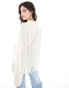 ASOS DESIGN crew neck oversized jumper with seam back detail in lambswool blend in cream