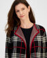 Petite Plaid Open-Front Cardigan