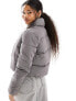 Only Petite padded high neck jacket in dark grey