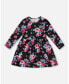 Big Girls Printed Roses Dress With Pockets Black