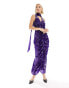 Labelrail x Dyspnea drape detail sequin maxi dress in purple