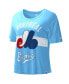 Women's Light Blue Distressed Montreal Expos Cooperstown Collection Record Setter Crop Top